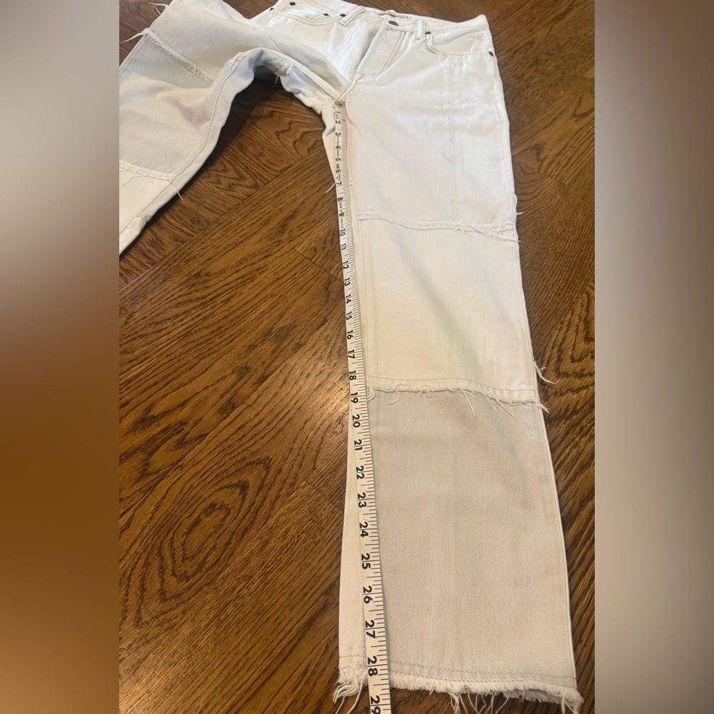 Acne Patchwork Off-White & Light Gray Slim Straig… - image 10